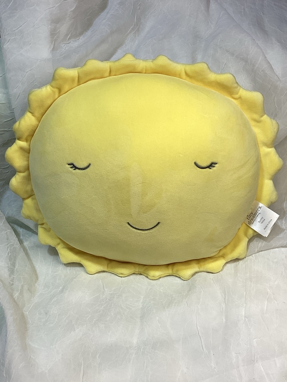 Tiny Dreamers Sunny Plush Accent Pillow Bright Yellow Very Soft Nursery Decor